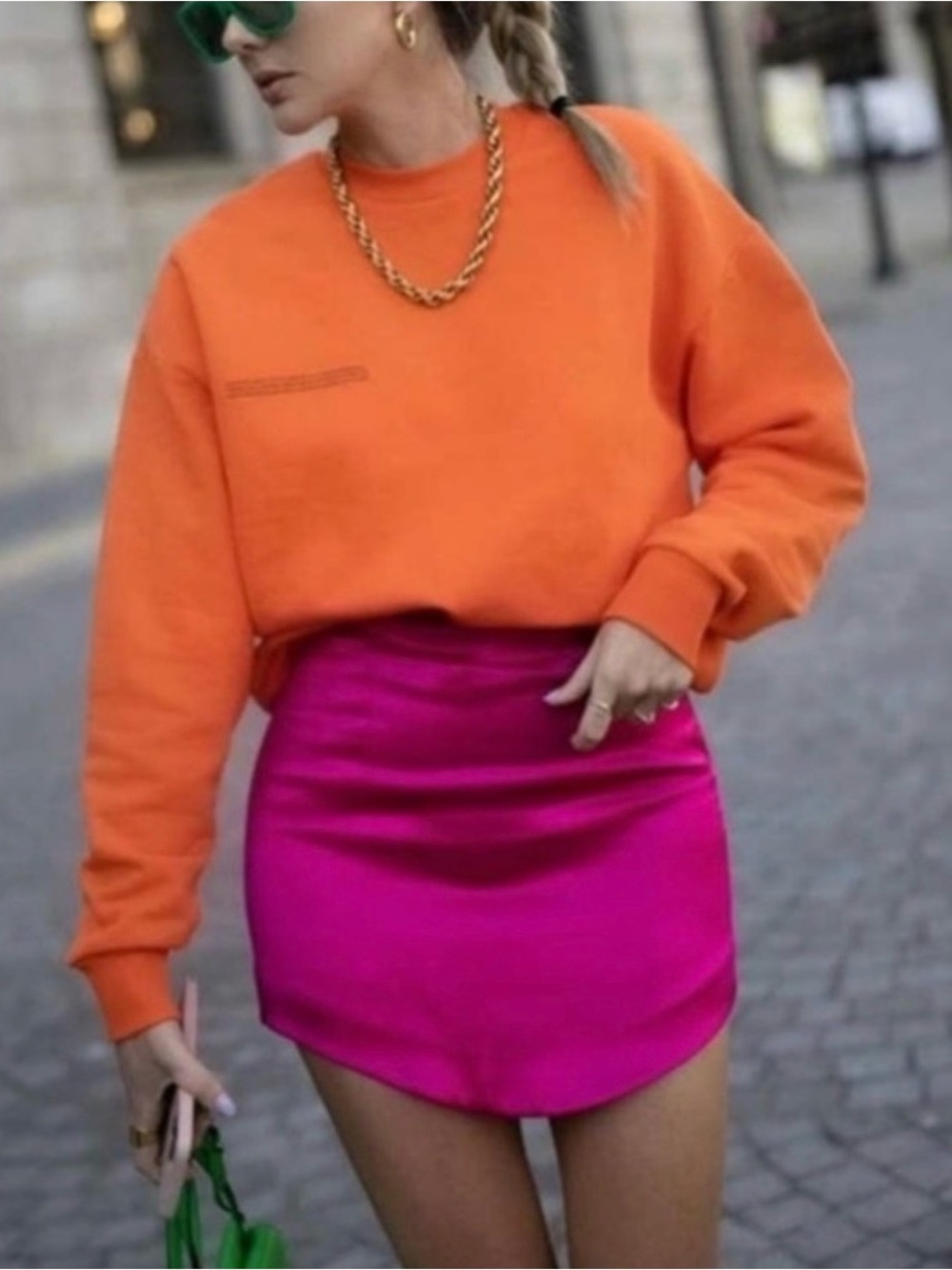 Zara Fuchsia Satin Effect Mini Skirt Pink Satin Mini Skirt Size Large